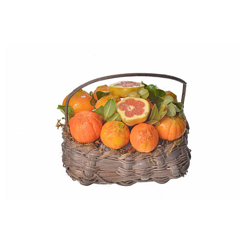 Nativity accessory, orange basket in wax, 10x7x8cm 1