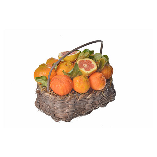 Nativity accessory, orange basket in wax, 10x7x8cm 2
