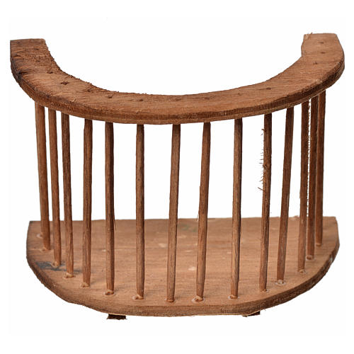 Nativity accessory, wooden round balcony, 7x8.5x5cm 1