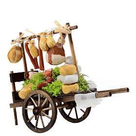 Neapolitan Nativity accessory, cheese cart in wood and terracott