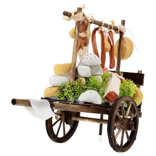 Neapolitan Nativity accessory, cheese cart in wood and terracott 5