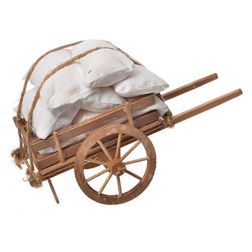 Wóz mały szopka neapolitańska z drewna worki z tkaniny 1