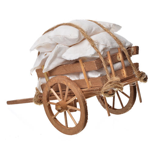 Wóz mały szopka neapolitańska z drewna worki z tkaniny 3