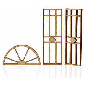 Nativity accessory, wooden gate, 3 pieces 10.5x5cm