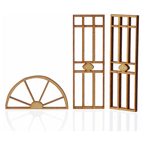 Nativity accessory, wooden gate, 3 pieces 10.5x5cm 2