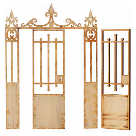 Nativity accessory, wooden gate, 2 doors 16.5x12cm