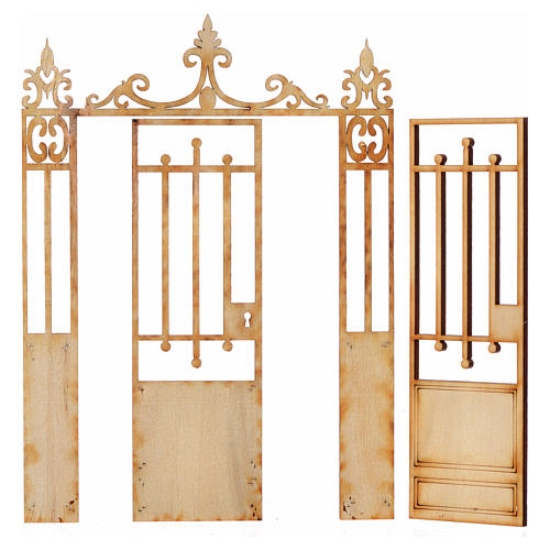 Nativity accessory, wooden gate, 2 doors 16.5x12cm 2