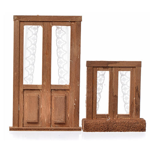 Fenster- und Türflügel aus Holz für Krippe 1