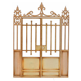 Nativity accessory, wooden gate with 2 doors, 14.5x11cm