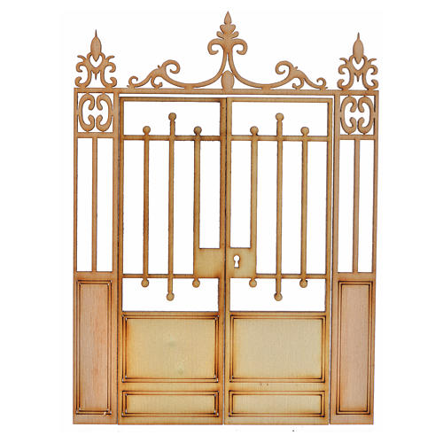Nativity accessory, wooden gate with 2 doors, 14.5x11cm 1