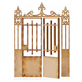 Nativity accessory, wooden gate with 2 doors, 10x7.5cm