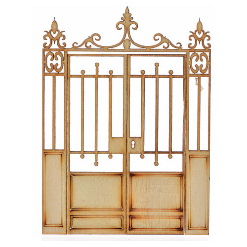 Nativity accessory, wooden gate with 2 doors, 10x7.5cm 1