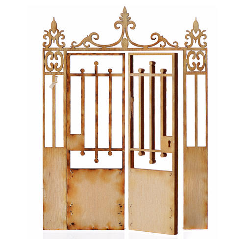 Nativity accessory, wooden gate with 2 doors, 10x7.5cm 2