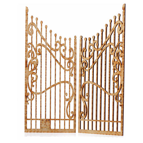Nativity accessory, wooden gate with 2 doors, 25x20cm 2