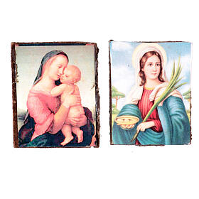 Nativity accessory, wooden picture, 2pcs, 4x3.5cm