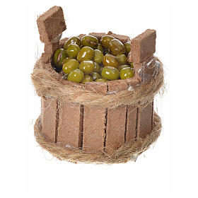 Lebensmittel-Miniaturen: Holzkübel mit Oliven für Krippe 3,5cm hoch Lebensmittel-Miniaturen: Holzkübel mit Oliven für Krippe 3,5cm hoch