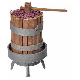 Pressoir en bois avec raisins pour crèche h 9,5cm