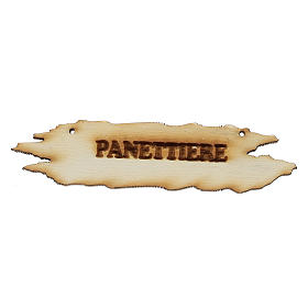 Belén napolitano: Letrero Panadero 8.5 cm. en madera