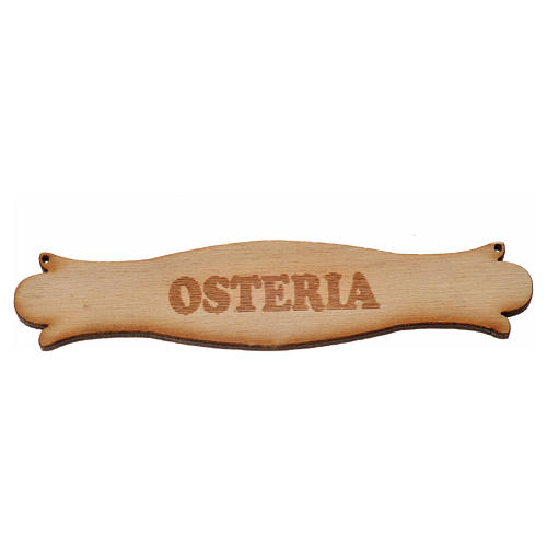 Nativity accessory, wooden sign, "Osteria", 8.5cm 1