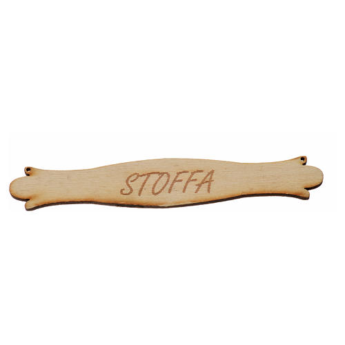 Nativity accessory, wooden sign, "Stoffa", 14cm 1