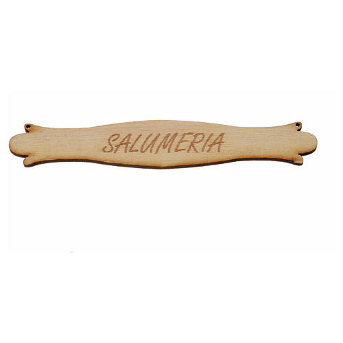 Nativity accessory, wooden sign, "Salumeria", 14cm 1