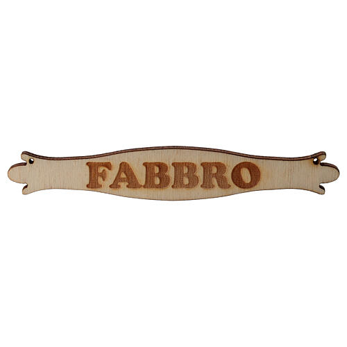 Letrero belén "Fabbro" (Herrero) 14 cm de madera 2