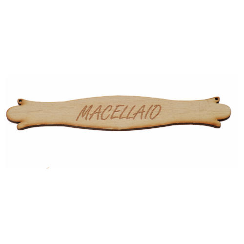 Nativity accessory, sign saing "Macellaio" 14cm in wood 1
