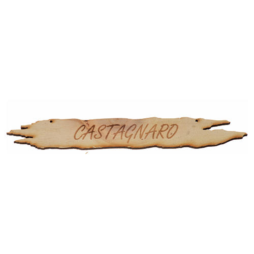 Nativity accessory, sign saing "Castagnaro" 14cm in wood 1