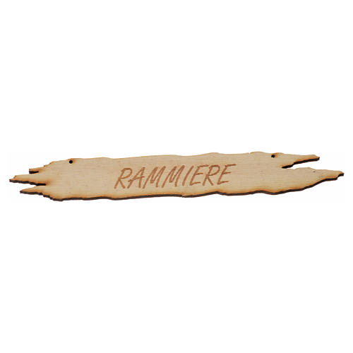 Nativity accessory, sign saing "Rammiere" 14cm in wood 1