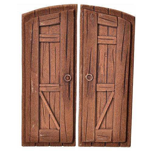 Mini porte double battant en plâtre couleur bois crèche 1