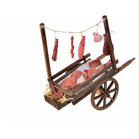 Belén napolitano: Carro Napolitano carnicería terracota 15x15x8 cm.
