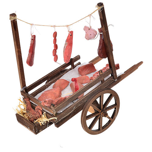 Wózek neapolitański rzeźnika z mięsem terakota 15x18x8 cm 2