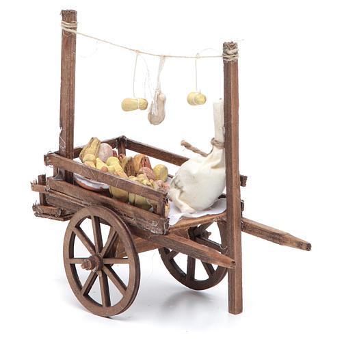 Neapolitan Nativity accessory, bread and cheese cart, terracotta 5
