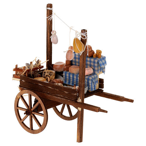 Neapolitan Nativity accessory, bread and cheese cart, terracotta 9