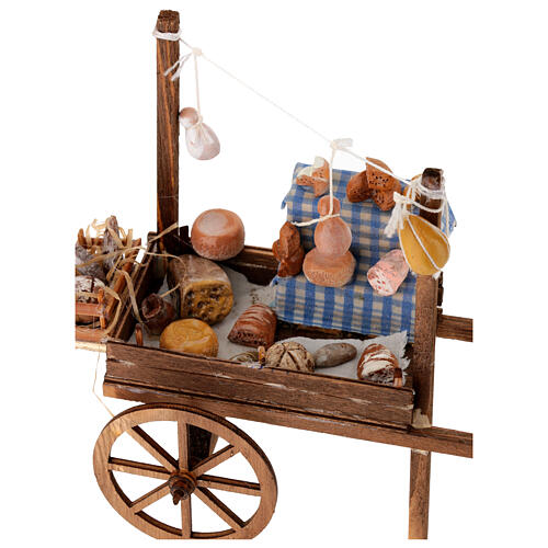 Neapolitan Nativity accessory, bread and cheese cart, terracotta 10