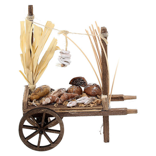 Nativity accessory, bread and cheese cart 11x11x4.5cm, sorted 5