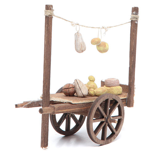 Nativity accessory, bread and cheese cart 11x11x4.5cm, sorted 1