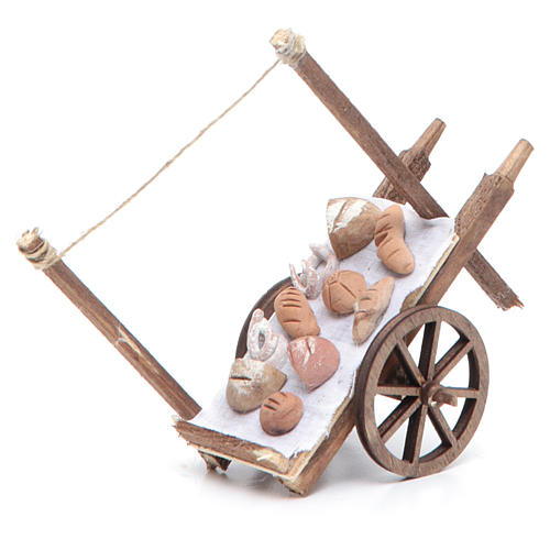 Nativity accessory, bread and cheese cart 11x11x4.5cm, sorted 4