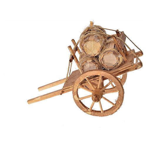 Neapolitan Nativity accessory, cart with casks 8x12x7.5cm 2