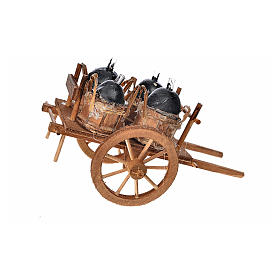 Neapolitan Nativity accessory, cart with demijohns 8x12x7.5cm
