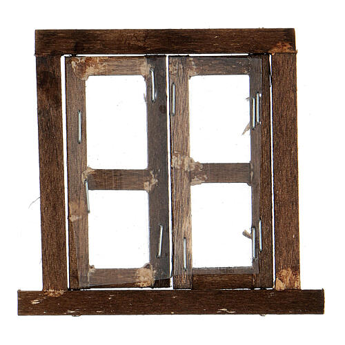 Fenster für Krippe mit 2 Anten und Einfassung 6,5x6,5 cm 3