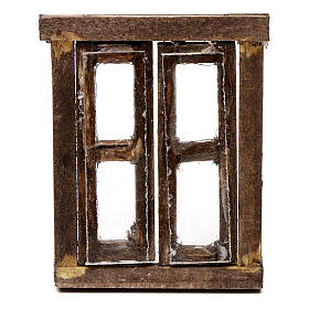 Nativity setting, window with double doors and frame, 5.5x4.5cm