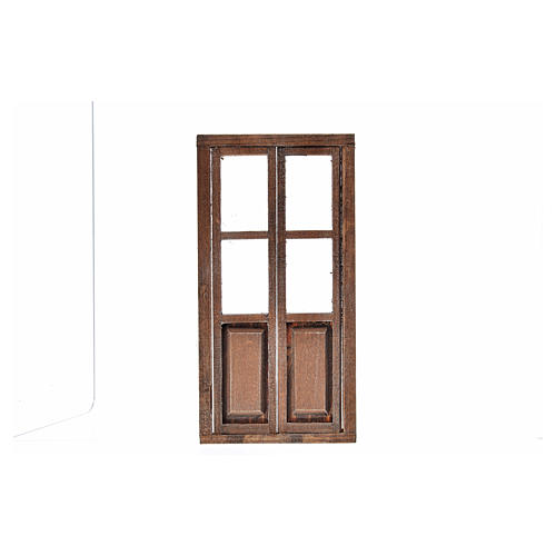 Porta de portada dupla madeira presépio 17x8 cm 2