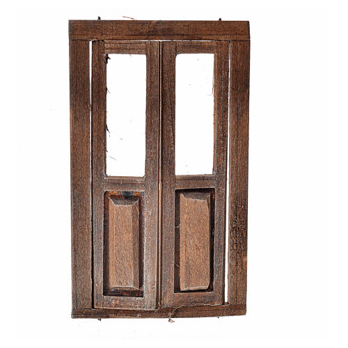 Tür für Krippe 2 Anten und Einfassungen Holz 11x6,5 cm 1