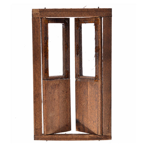 Nativity accessory, wooden double door 11x6.5cm 2