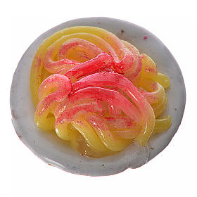 Aliments en miniature: Assiette terre cuite avec spaghetti 2,5 cm pour crèche Aliments en miniature: Assiette terre cuite avec spaghetti 2,5 cm pour crèche