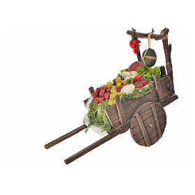Carrinho napolitano com frutas e vegetais de cera 8x19x8 cm