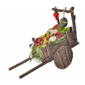 Carrinho napolitano com frutas e vegetais de cera 8x19x8 cm