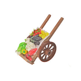 Neapolitan Nativity accessory, vegetable cart in wax 5x9x5cm