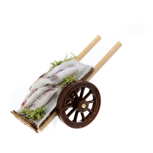 Neapolitan Nativity accessory, fish cart in wax 5x9x5cm 1